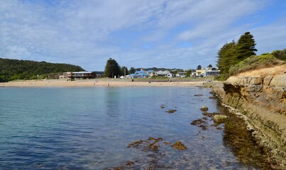Town and beach in Port Campbell on Great Ocean Road