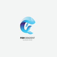 whale gradient color design vector logo