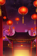 chinese temple decorations for new year, new year decorations, lunar New year decorations background,