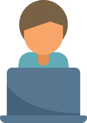 Boy online dating icon flat vector. Internet application. Social profile isolated