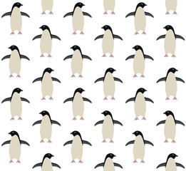 Vector seamless pattern of hand drawn flat penguin isolated on white background
