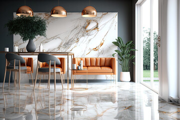 High Resolution Glossy Finish, Dynamic Marble Texture Granite tiles surface background and ceramic wall and floor are used with a marble texture for inside and exterior home decoration. Generative AI - obrazy, fototapety, plakaty
