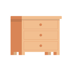 Brown Flat Drawer with 3 shelves. Vector. Illustration