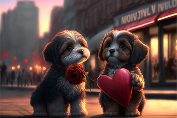 Valentine's Day Cavalier King Charles Spaniel Puppies In The City