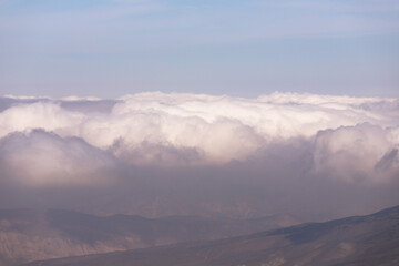 Fototapeta na wymiar Beautiful mist over the mountains. Khyzy region. Azerbaijan.