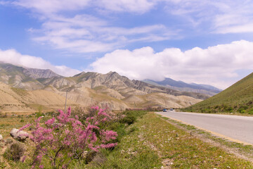 Beautiful clay mountains. Khyzy region. Azerbaijan.