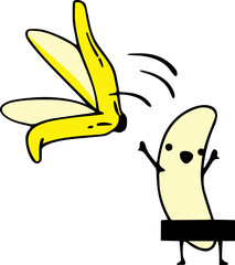 Vector Illustration of Censored Free Banana, Unconcerned funny cartoon. Designs for Vinyls, Clothes, Mugs, Posts, Prints and others