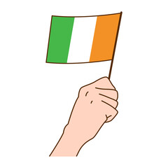 Hand Holding Ireland National Flag Illustration. Hand Drawn Style Vector Illustration - EPS 10 Vector