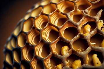 macro shot of honeycomb made by generative ai