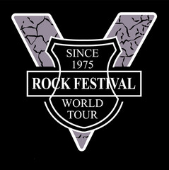 Rock Festival, Vector Design, since 1975, vintage, old school shield