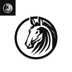 STRONG HORSE HEAD LOGO, silhouette of mustang great face vector illustrations