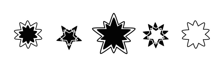 Star drawings. Line art stars. Set of star drawings. 
