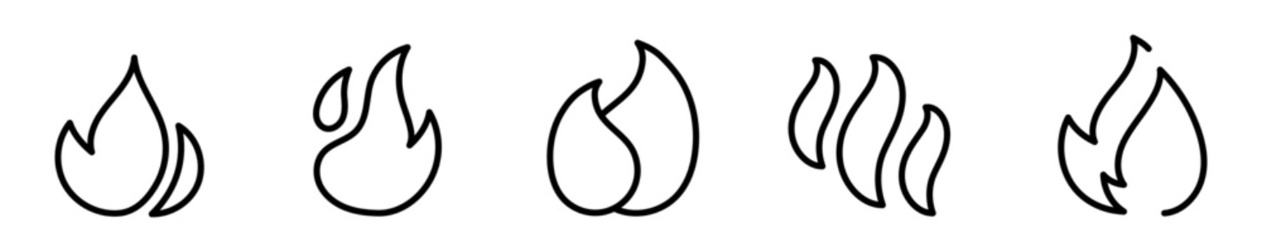 Conjunto de iconos de llama de fuego. Hoguera, llama ardiente. Ilustración vectorial