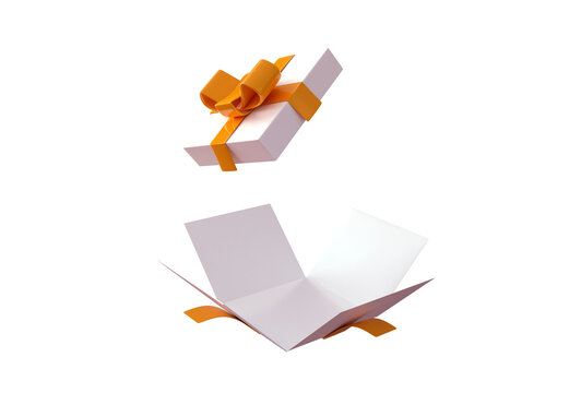 3d of opened surprise gift box mockup