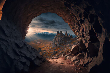 Belianska Cave, which is situated in the Slovakian portion of the Tatra mountains. (ISO high picture). Generative AI