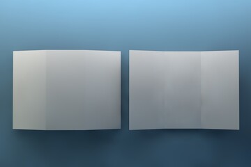 Blank tri fold brochure template for mock up and presentation design. 3d render illustration.