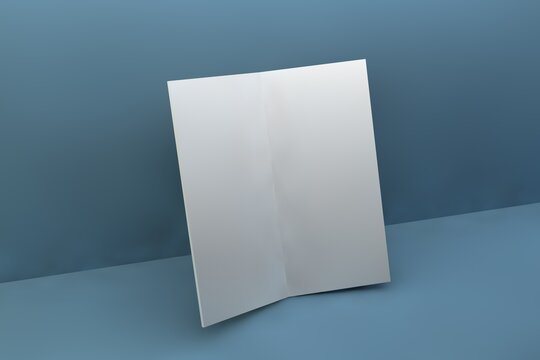 Blank tri fold brochure template for mock up and presentation design. 3d render illustration.
