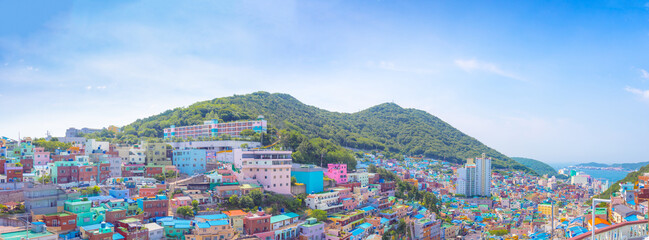 Obraz premium panorama, The most beautiful Viewpoint Gamcheon Culture Village,Busan, South Korea 