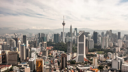 Fototapeta na wymiar Aerial view of Kuala Lumpur. It is cultural, financial, and economic centre of Malaysia