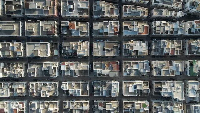 Aerial view of Polignano a Mare residential district, Bari, Puglia, Italy.