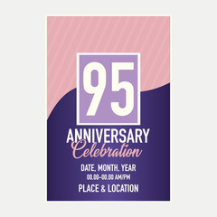 Vector 95th years anniversary vector invitation card. template of invitational for print design.

