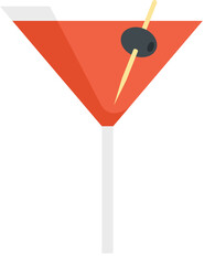 Tomato cocktail icon flat vector. Juice drink. Glass beverage isolated