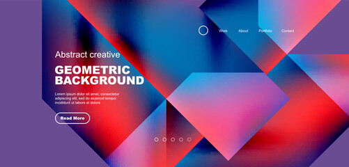 Fluid gradient geometric triangles, abstract landing page background. Minimal shapes composition for wallpaper, banner, background, leaflet, catalog, cover, flyer