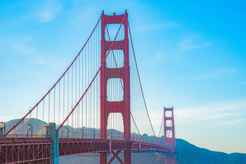 Closeup of Golden Gate Bridge in San Francisco California