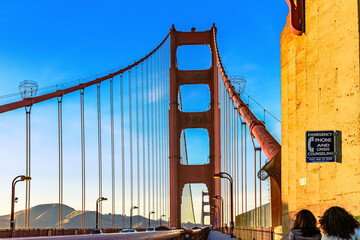 Closeup of Golden Gate Bridge in San Francisco California