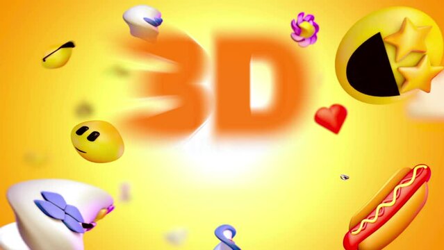 3D animated social media icons like emoji, like, thumbs up, love and more
