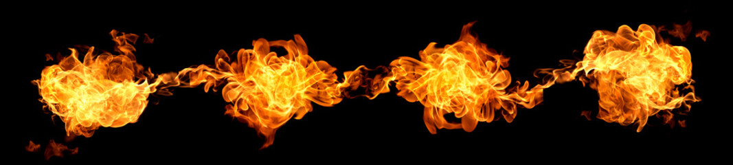 Fire flames on a black background