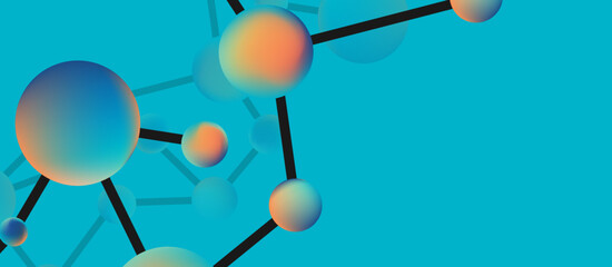 Line points connections geometric landing page background. Fluid circles and spheres with liquid gradients. Vector Illustration For Wallpaper, Banner, Background, Card, Book Illustration, landing page