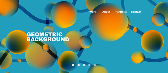 Network concept, line points connections geometric landing page background.