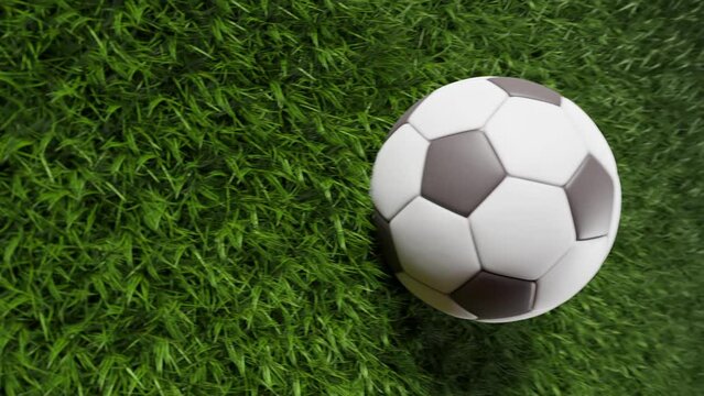 Soccer ball on grass with copy space. vertical