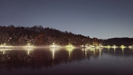 대한민국 군산 은파호수공원의 밤풍경