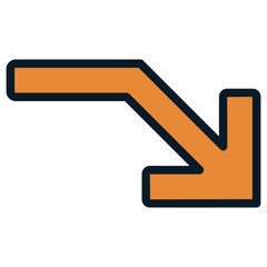 down right orange arrow icon