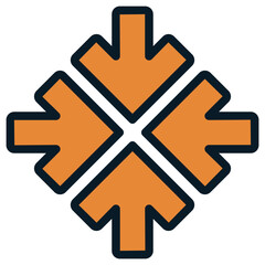 gather four orange arrows icon