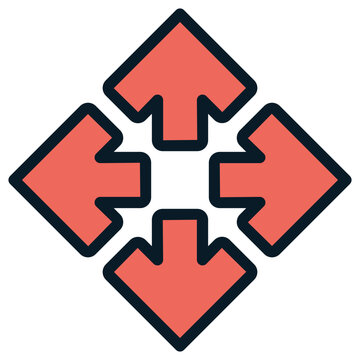 four way red arrows icon