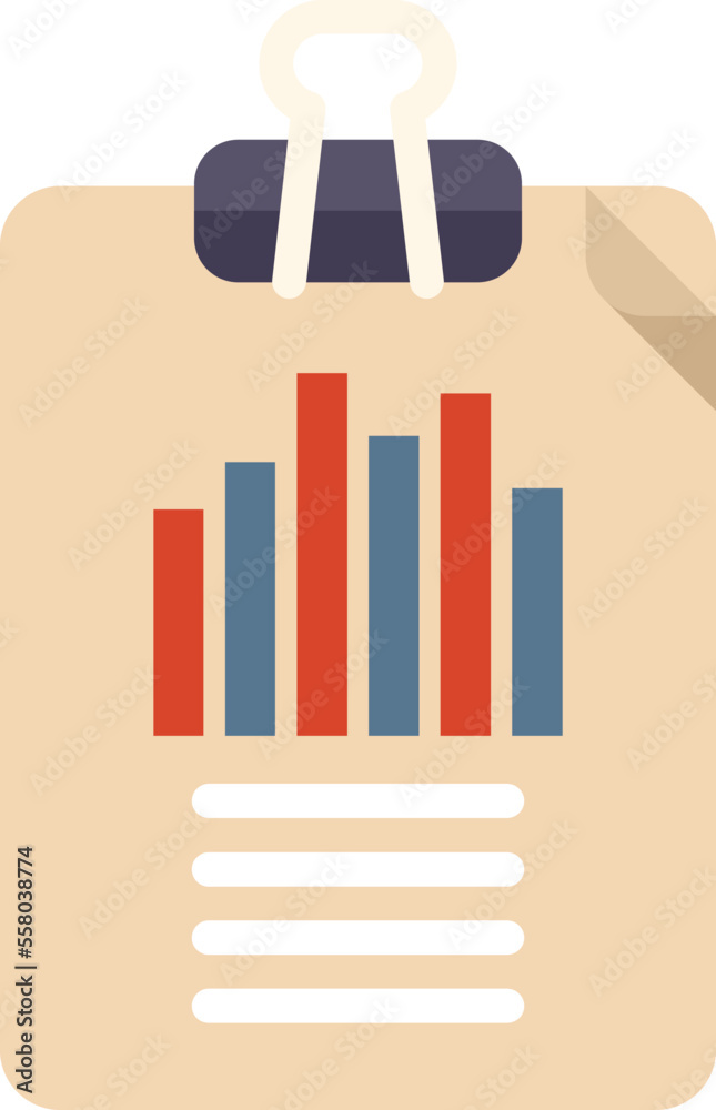 Wall mural Clipboard chart icon flat vector. Finance page. Document report isolated