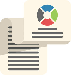 Graph paper report icon flat vector. Finance market. Business document isolated