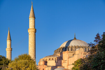 Fototapeta na wymiar Hagia Sophia mosque and Byzantine church in Istanbul Turkey
