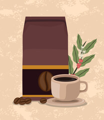 coffee bag and cup