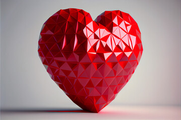 Red Heart, Valentine's Day, Polygonal Heart, Low Poly Heart,  Generative AI