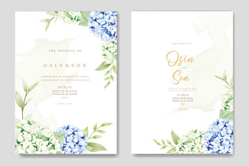  beautiful hydrangea floral wedding invitation card 
