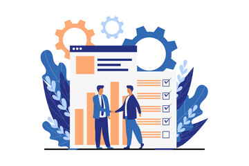 Business Cooperation Flat Design Illustration