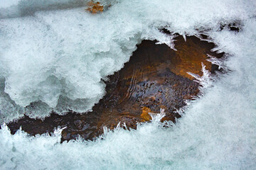Ice formations in a frozen brook in Chaplin, Connecticut.