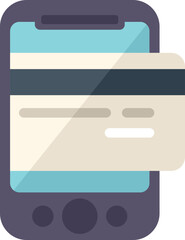 Phone credit card icon flat vector. Web store. Business money isolated