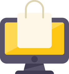 Shop bag icon flat vector. Web store. Internet commerce isolated
