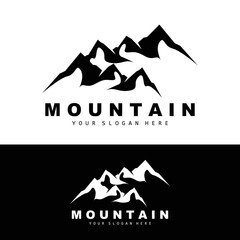 Mountain Logo Design, Vector Place For Nature Lovers Hiker