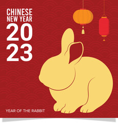 Happy chinese new year 2023 year of the rabbit gong xi fa cai social media design post background